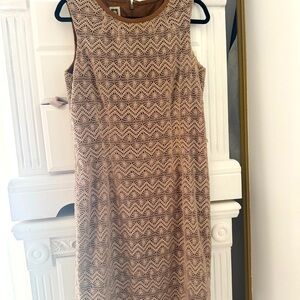 Stunning double fabric Anne Klein Midi Dress in Beige and Brown